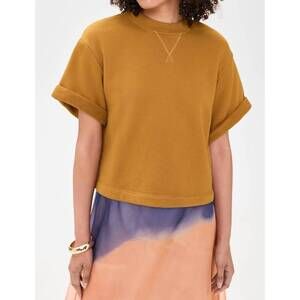 NEW ULLA JOHNSON cove short sleeve terry top in tourmaline